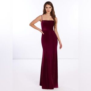 AZAZIE SOLANGE (stretch) - Cabernet Fitted Pleated Velvet Dress
